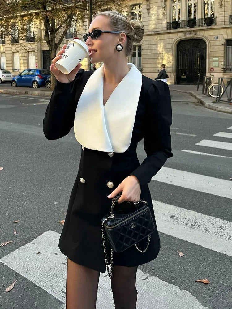 Lunivop Contrast Color Lapel Suit Dress Elegant Office Woman Outfits Pleatd Splice High Waist Mini Dress Double Breasted Fashion Fashionable Summer Mini Dress Lunivop Contrast Color Lapel Suit Dress Elegant Office Woman Outfits Pleatd Splice High Waist Mini Dress Double Breasted Fashion Fashionable Summer Mini Dress