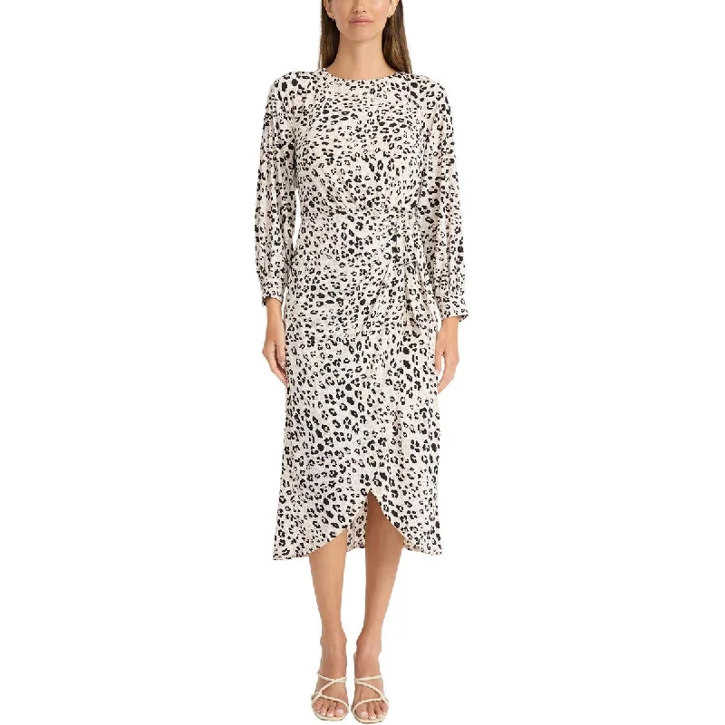 Maggy London Womens Faux Wrap Side-Tie Mini Dress Comfortable Casual Mini Dress