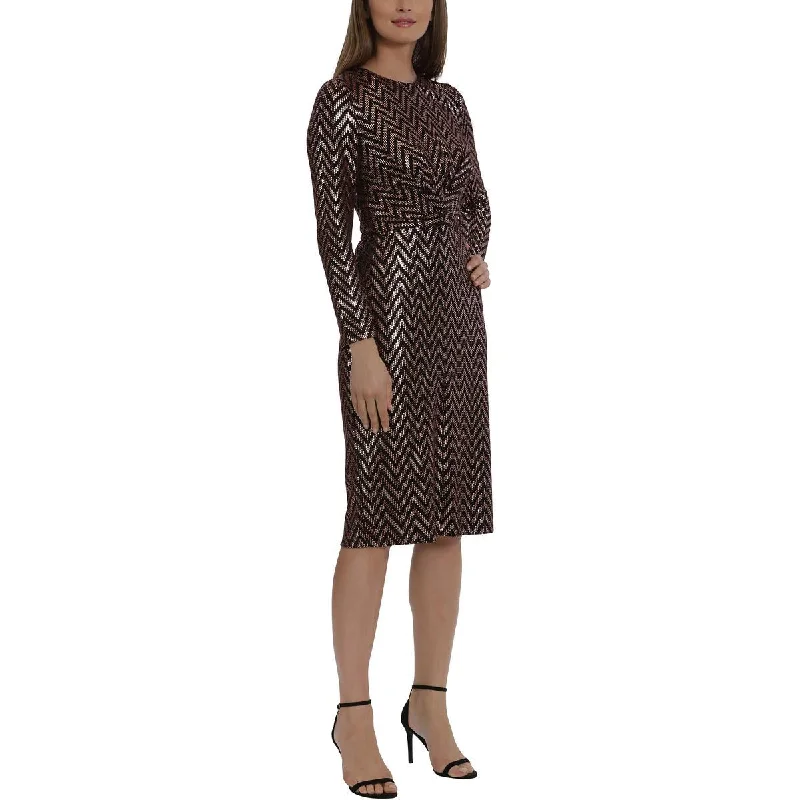 Maggy London Womens Metallic Sequined Mini Dress Cozy Cowl Neck Mini Dress