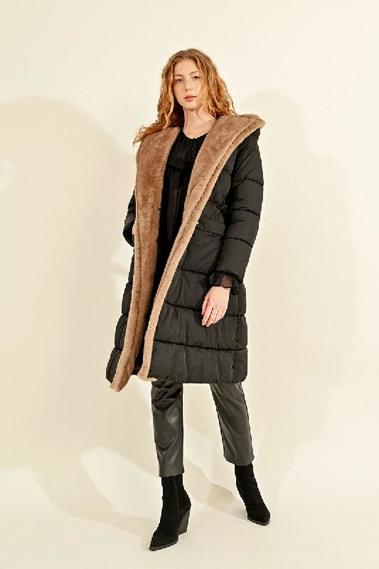 MBN Long Fur Lined Puffer Jacket Knit Jacket Woven Jacket Fleece Jacket