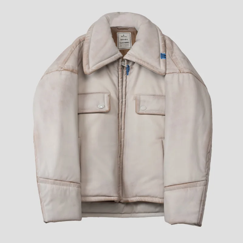 SYNTHETIC LEATHER PADDED JACKET Tailored Jacket Straight Jacket A-Line Jacket