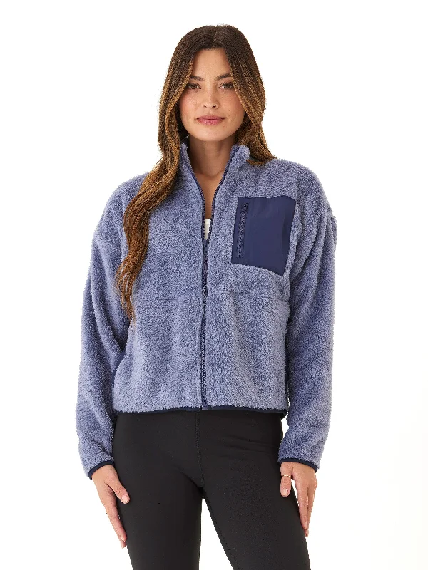 Millee Sherpa Full-Zip Contrast Jacket Jacket Blazer Coat