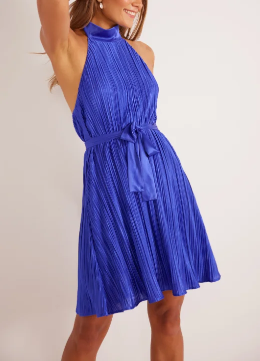 MinkPink Izzy Halter Mini Dress - Cobalt Stylish Spaghetti Strap Mini Dress