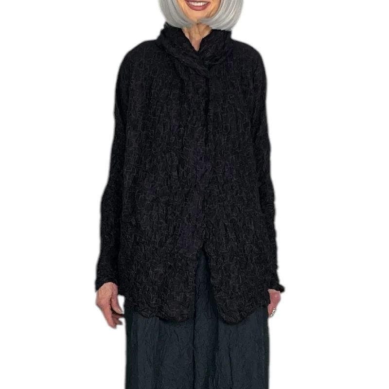CRINKLE PLEAT HOODED JACKET Faux Fur Fabric Real Fur Fabric Shearling Fabric