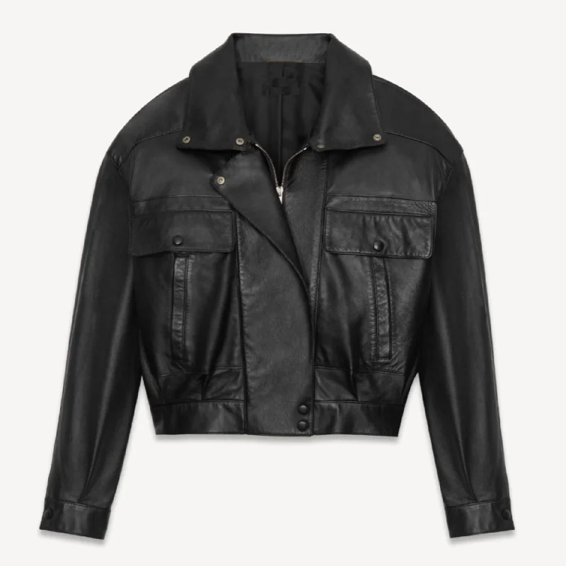 Rhea Cropped Leather Jacket for Women Faux Fur Fabric Real Fur Fabric Shearling Fabric Rhea Cropped Leather Jacket for Women Faux Fur Fabric Real Fur Fabric Shearling Fabric