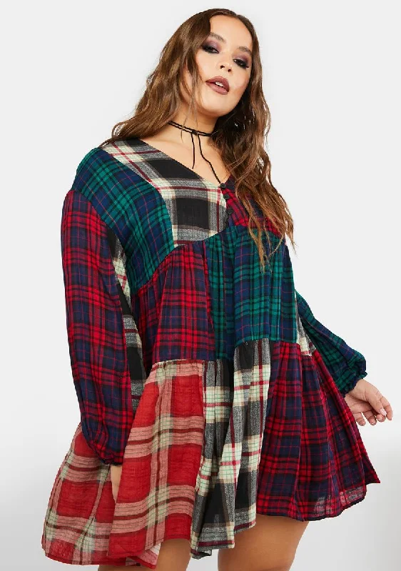 Plus Better Together Plaid Mini Dress Cozy Cotton Mini Dress