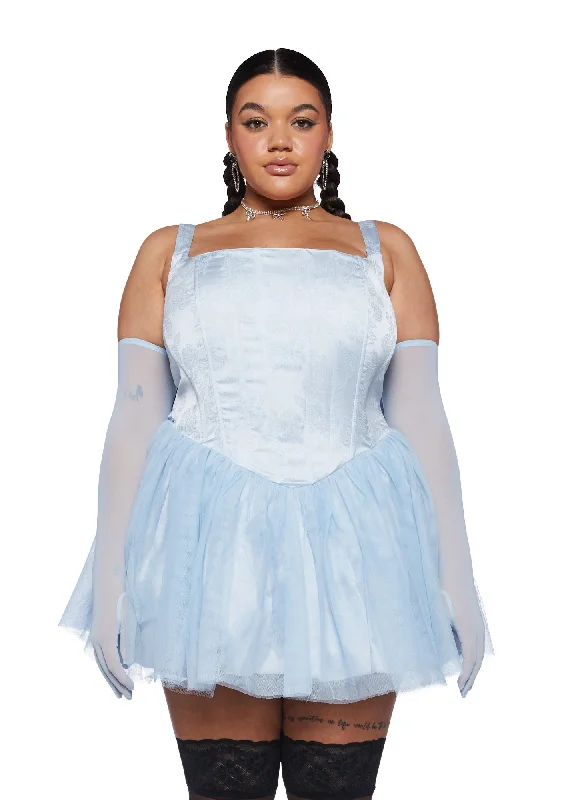Plus Enchanted Winter Mini Dress With Gloves Trendy Mini Dress with Belt