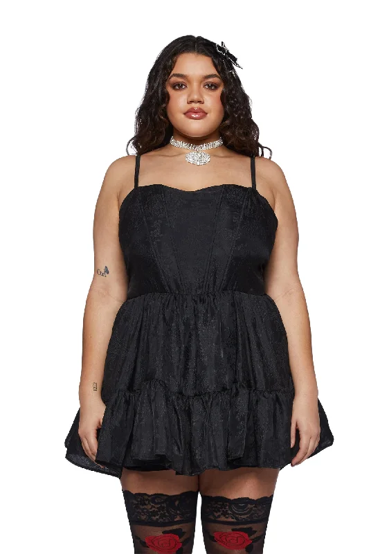 Plus This Magic Moment Mini Dress - Black Elegant Vintage Mini Dress