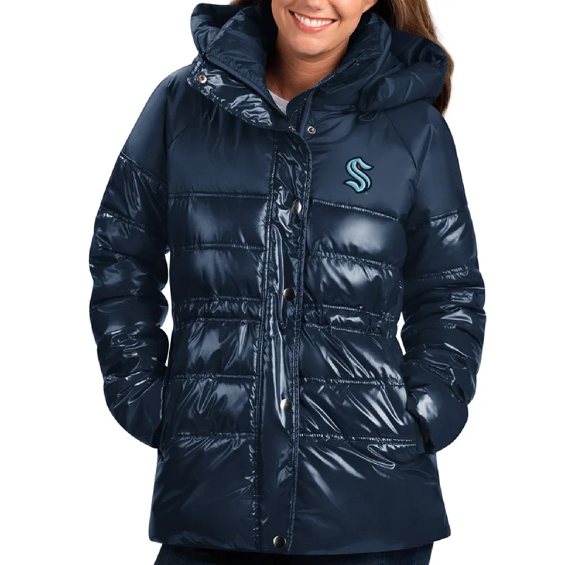 Seattle Kraken G3 Women Free Agent Puffer Jacket Elasticated Jacket Padded Jacket Insulated Jacket Seattle Kraken G3 Women Free Agent Puffer Jacket Elasticated Jacket Padded Jacket Insulated Jacket