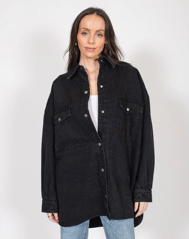 SHANIA DENIM JACKET - BLACK DENIM Appliqued Jacket Beaded Jacket Sequined Jacket