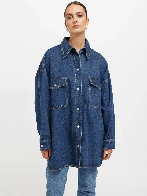 SHANIA DENIM JACKET - INDIGO DENIM Mesh Jacket Canvas Jacket Denim Jacket