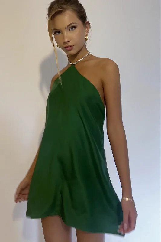 SKYLAR MINI DRESS - EMERALD SILK Trendy Camisole Mini Dress