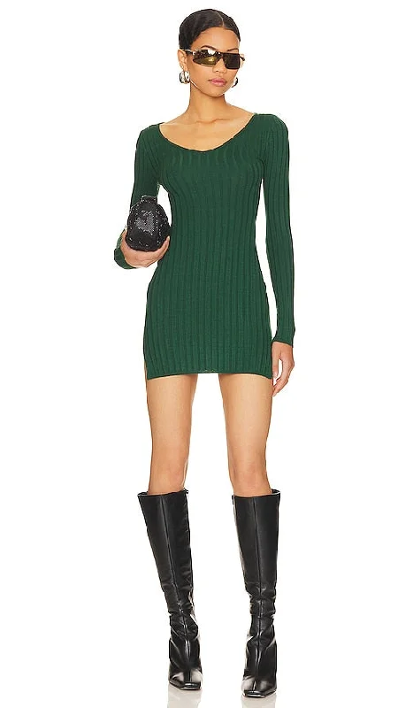 superdown Melanie Mini Dress in Green Elegant Satin Mini Dress