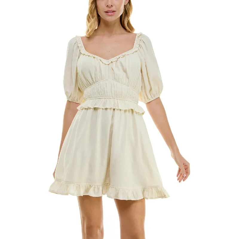 Trixxi Womens Juniors Smocked Above Knee Mini Dress Elegant Mini Dress with Pleats