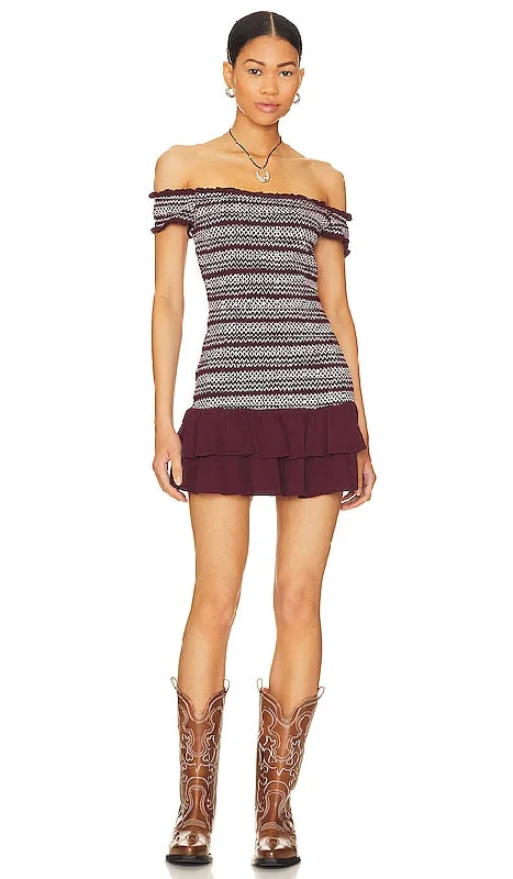 Tularosa Lucille Mini Dress in Wine Comfortable Polka Dot Mini Dress