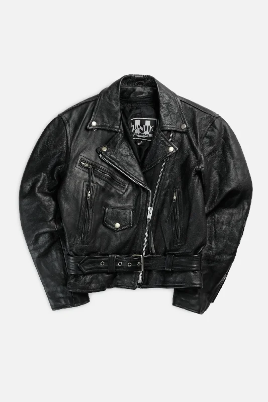 Vintage Leather Moto Jacket - Women's S Knit Jacket Woven Jacket Fleece Jacket