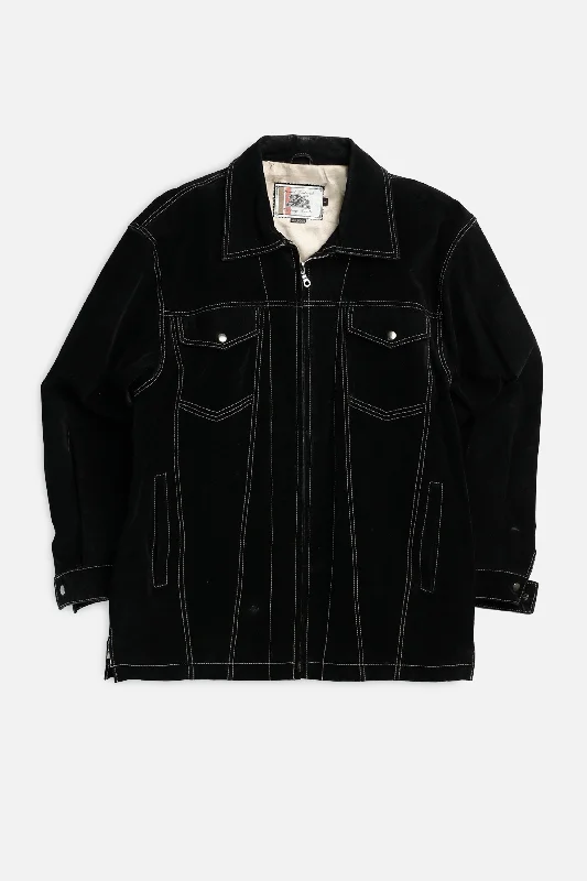 Vintage Suede Jacket - L Snapped Jacket Toggled Jacket Drawstring Jacket
