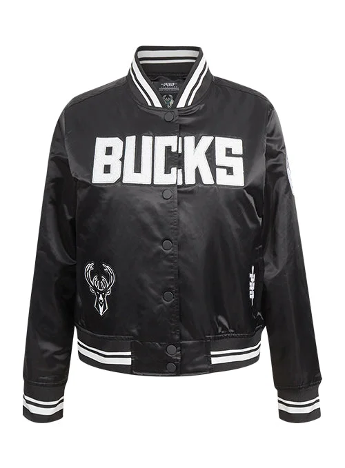 Women's Pro Standard Pearls Milwaukee Bucks Satin Jacket Zip Front Button Front Snap Front Women's Pro Standard Pearls Milwaukee Bucks Satin Jacket Zip Front Button Front Snap Front