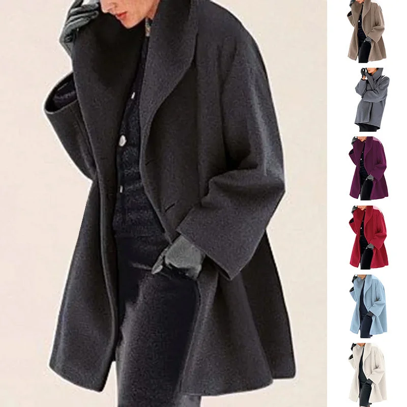 Winter Coat Woolen Jacket Women's Trendy Clothes Multi-color Round Neck Loose Sweater Woolen Coat Solid Casual Coat For Autumn And Winter 20 Fleece Jacket Down Jacket Feather Jacket