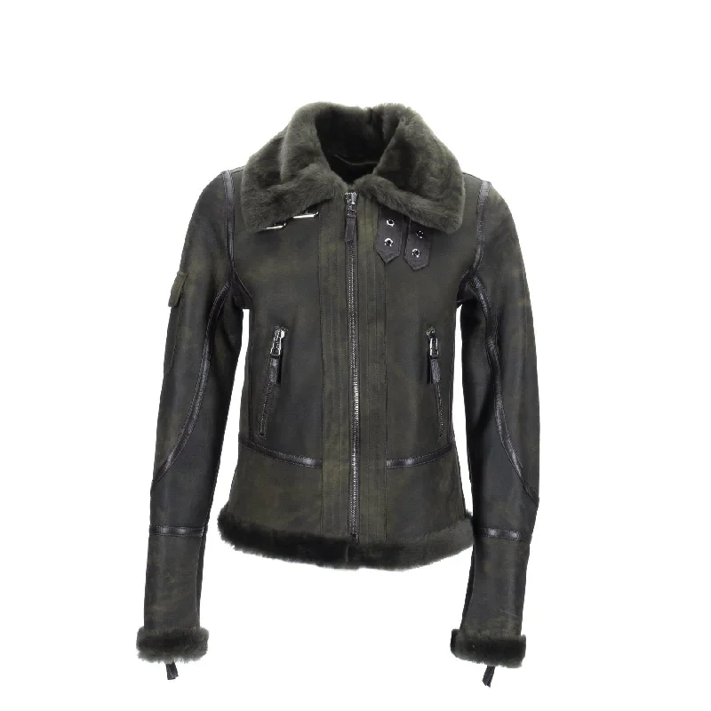 Weber - Women's Shearling Jacket Satin Fabric Silk Fabric Chiffon Fabric