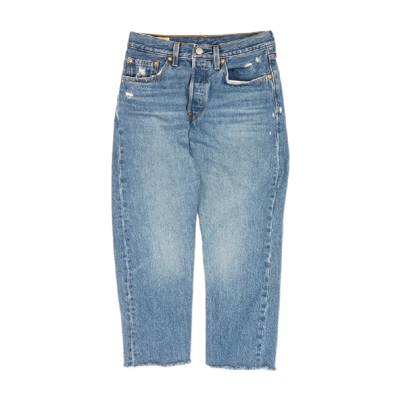 501 Blue Solid Jeans Trendy Vintage Denim Jeans
