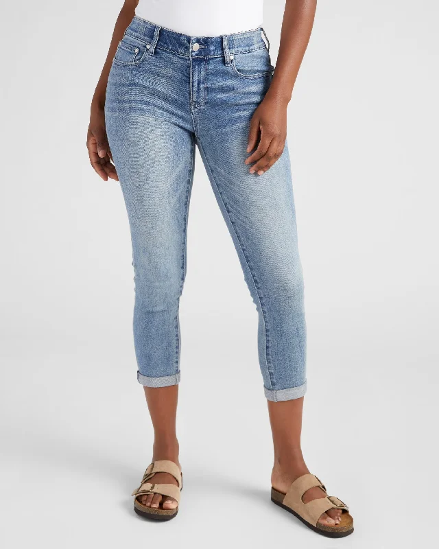 Cyndi Cuffed Ankle Skinny Jeans Cozy Wide-Legged Jeans