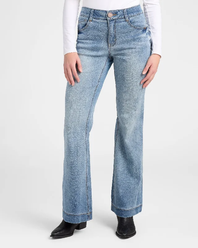 Absolution High Rise Retro Flare Leg Jeans Classic Blue Denim Jeans