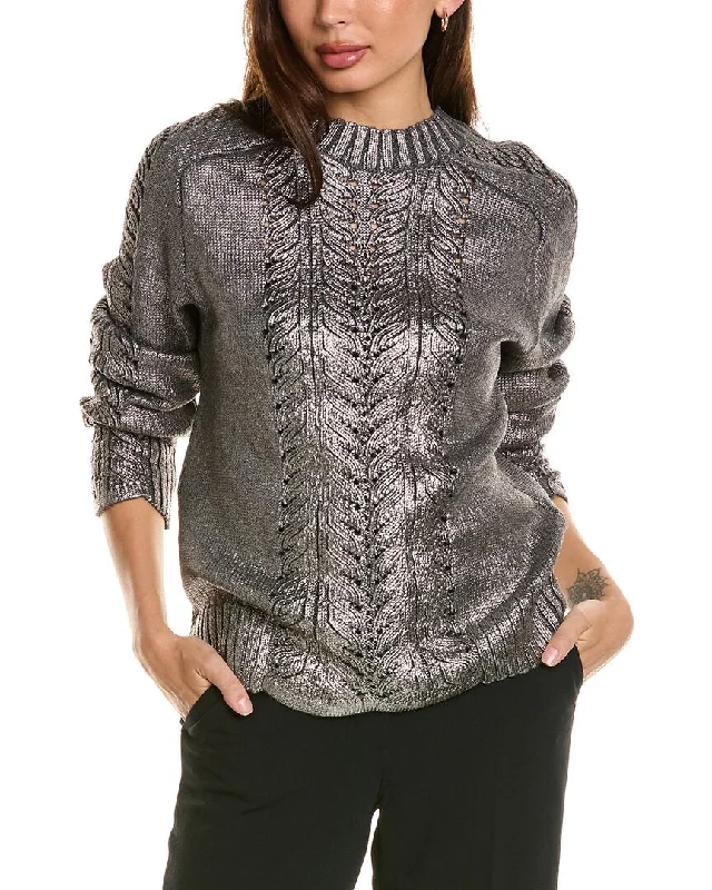 Alberta Ferretti Foiled Wool Sweater Long Sweater Short Sweater Cropped Sweater