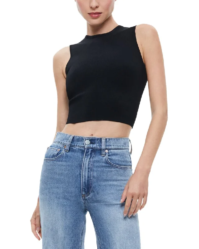 alice + olivia Loe Lace Up Back Sleeveless Sweater Solid Print Embellished