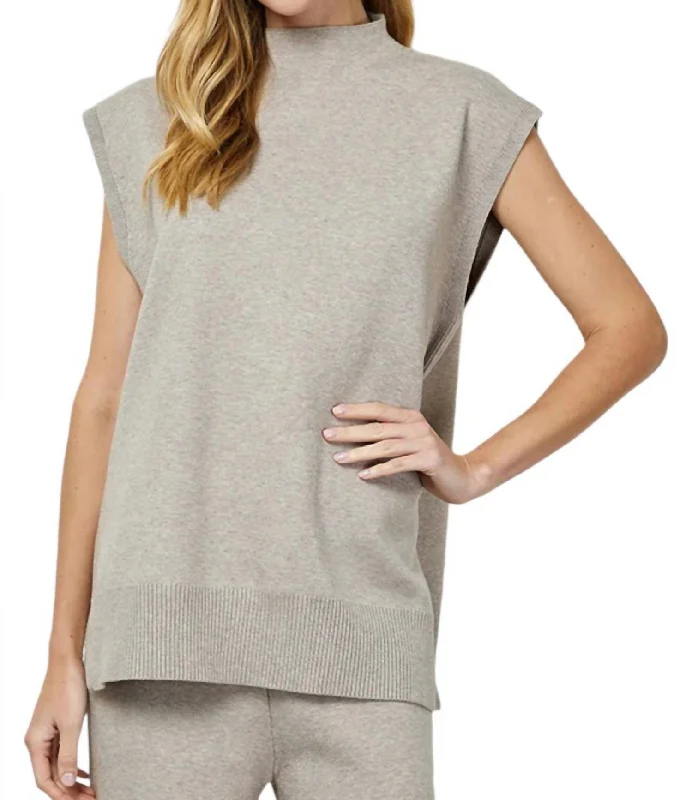 Among Others Sweater Top In Heather Grey Collared Crew Neck Turtle Neck