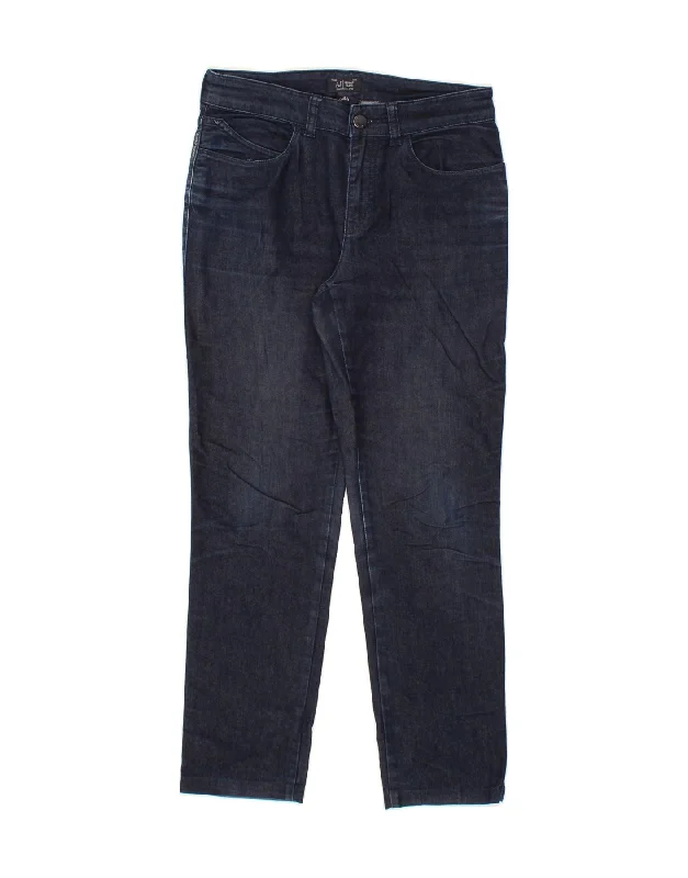 ARMANI Womens Dahlia Slim Jeans W28 L26 Navy Blue Cotton Fashionable Raw Edge Jeans