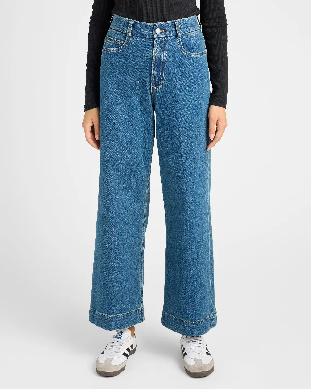 Audrey High Rise Wide Leg Trouser Jeans Fashionable Straight Fit Denim