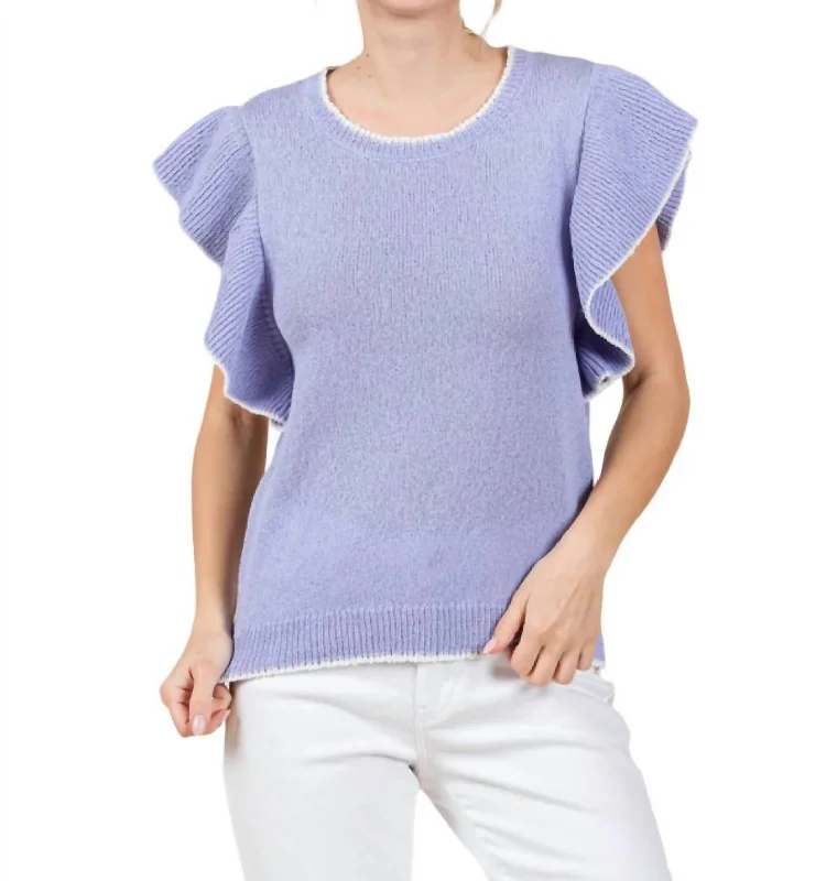 Beautiful Place Sweater Top In Lavender Handmade Hand-knitted Hand-woven