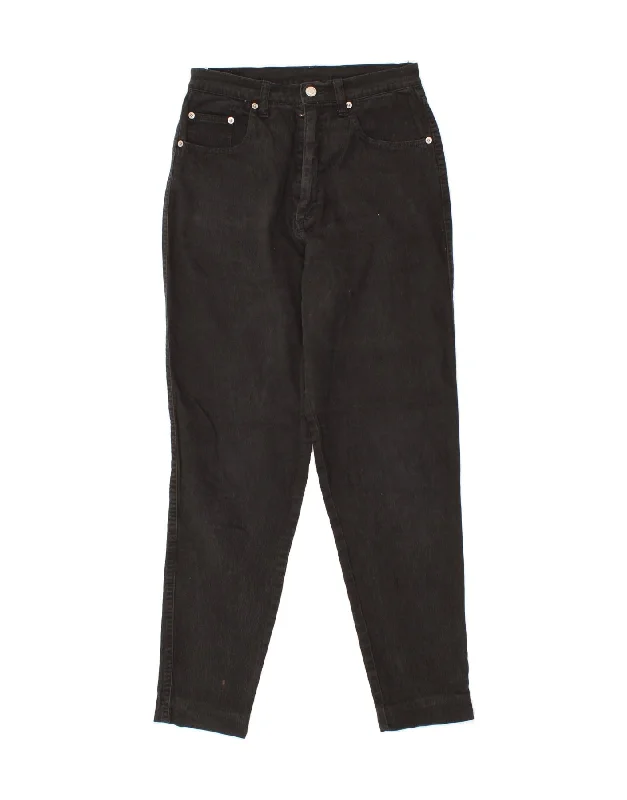 BENETTON Womens Tapered Jeans IT 46 Large W32 L29 Black Cotton Stylish High-Rise Mom Jeans