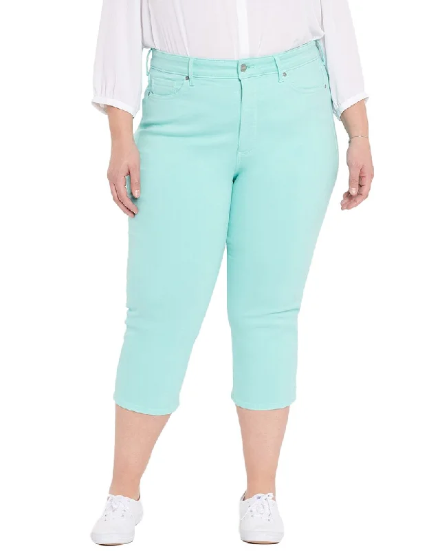 Nydj Plushr Thigh Shaper Straight Crop Jean Trendy Wide-Legged High-Waist Jeans