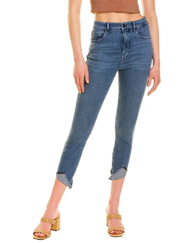 Good American Good Waist Blue Crop Jean Stylish Slim Fit Denim