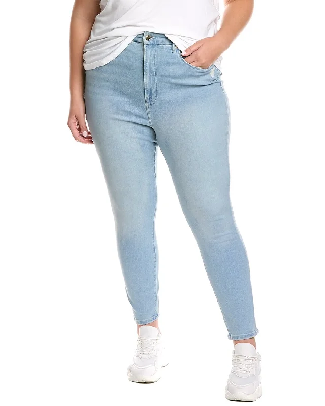 Good American Good Waist Blue Crop Jean Fashionable Distressed Jeans