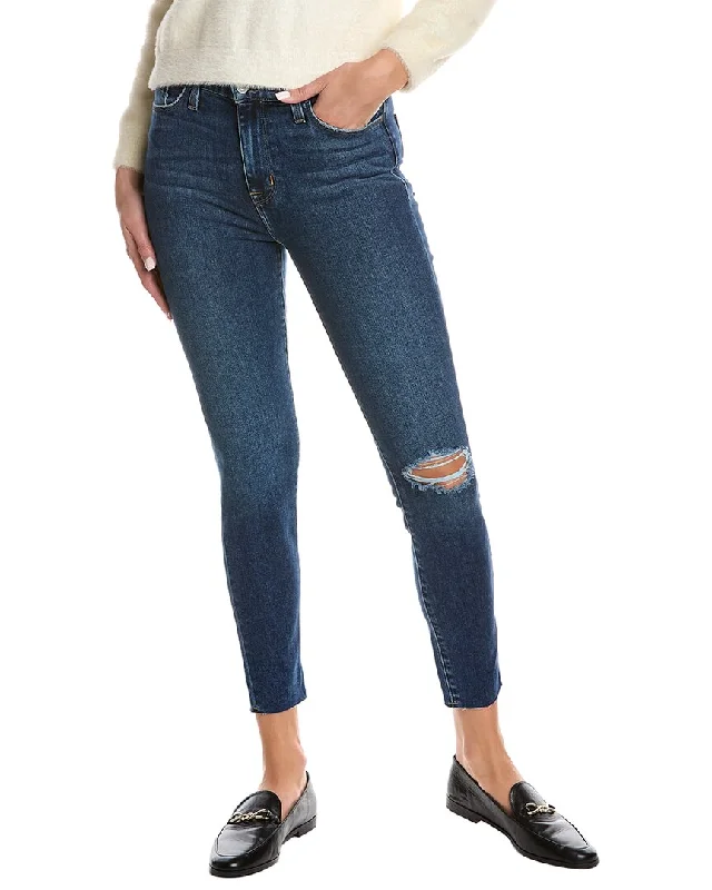 Hudson Jeans Blair Queens High-Rise Super Skinny Ankle Jean Trendy Patchwork Denim Jeans
