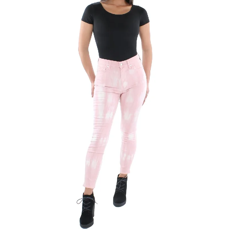 Womens High Rise Tie-Dye Skinny Jeans Casual Light Wash Jeans