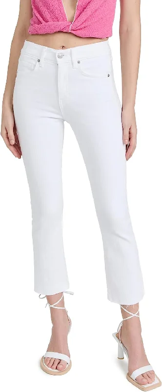 Veronica Beard Jean Women's Carly Kick Flare Raw Hem Jeans, White Elegant Skinny Leg Jeans