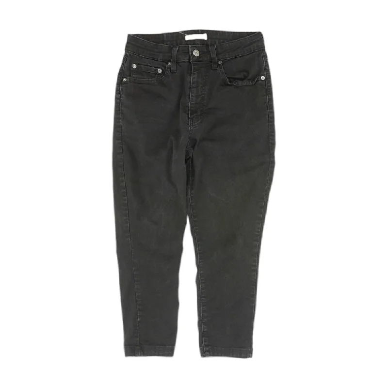 Black Solid High Rise Skinny Leg Jeans Trendy Wide-Legged High-Waist Jeans