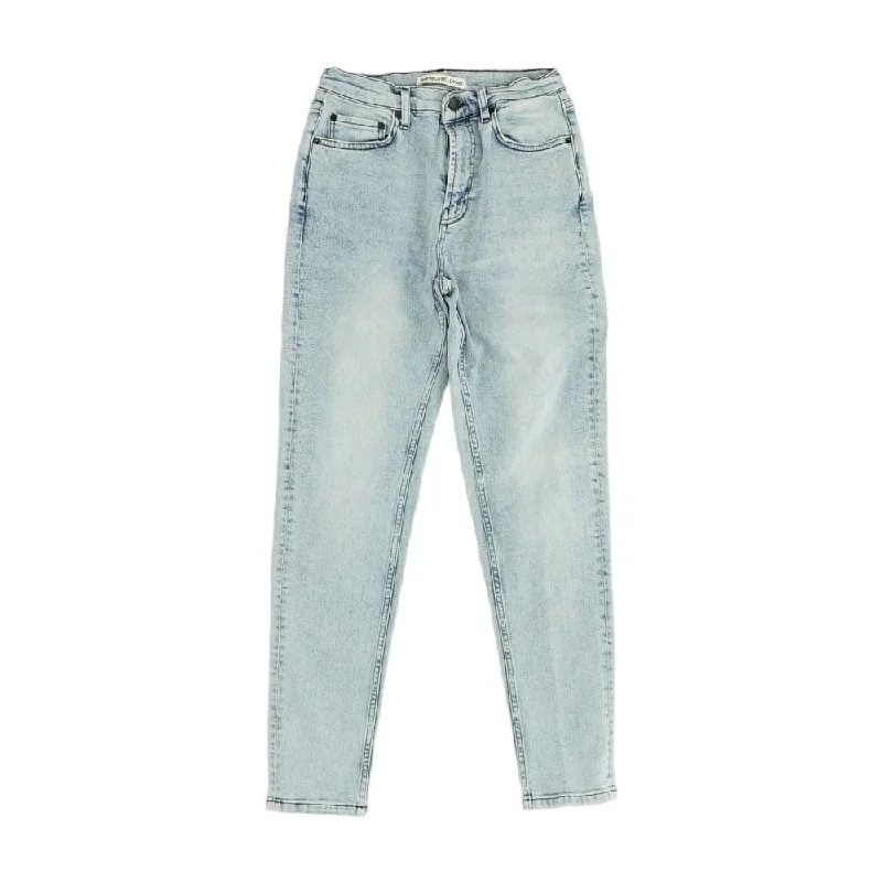 Blue Solid High Rise Skinny Leg Jeans Chic Faded Blue Jeans