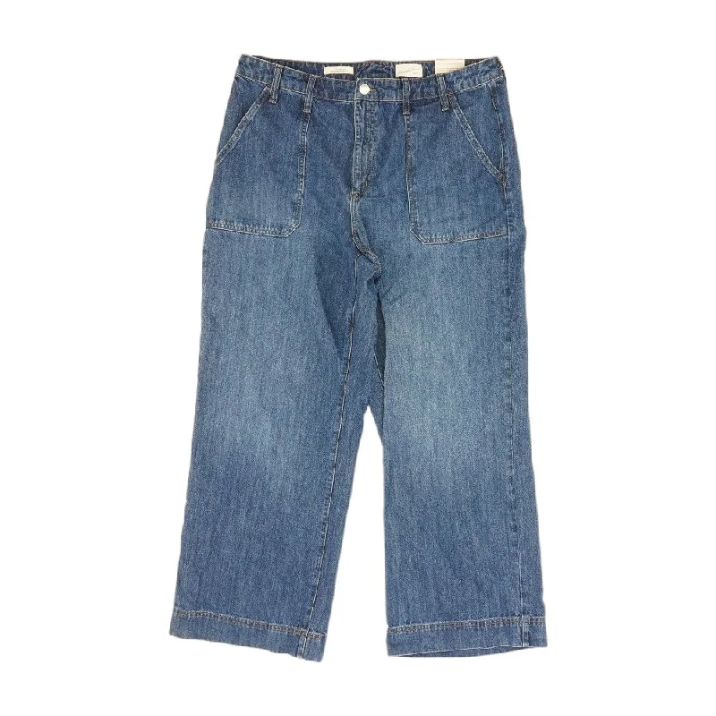 Blue Solid High Rise Wide Leg Jeans Chic Vintage-Inspired Denim Jeans