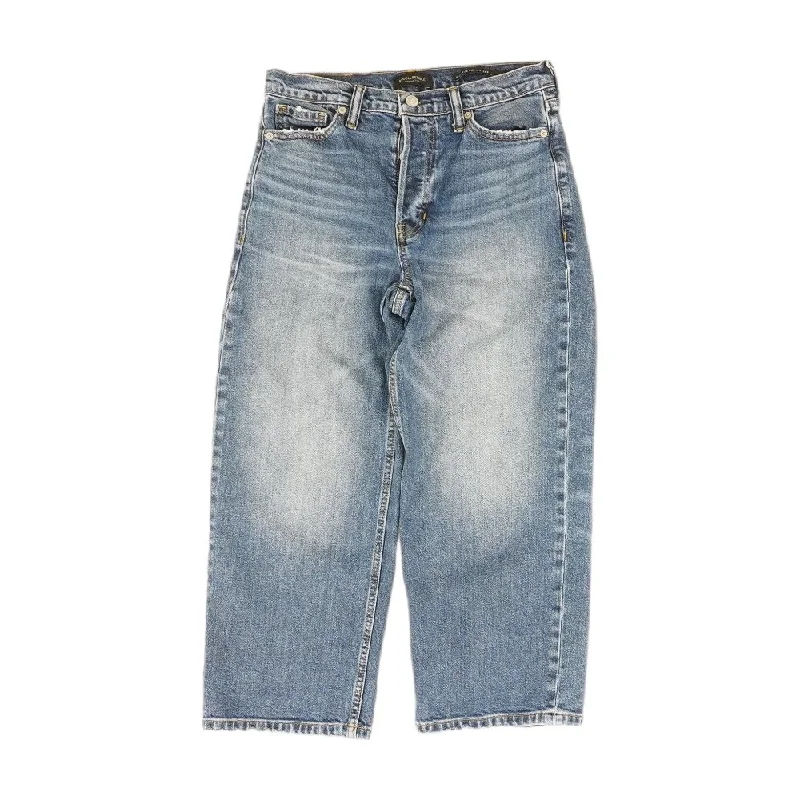 Blue Solid High Rise Wide Leg Jeans Elegant Dark-Wash Bootcut Jeans