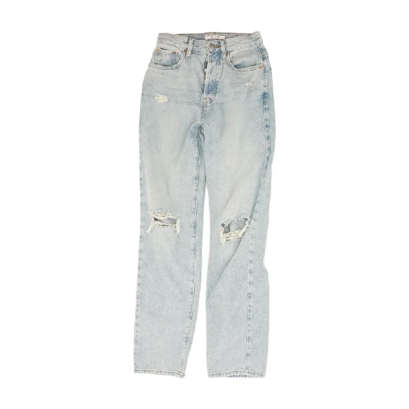 Blue Solid Jeans Fashionable Raw Hem Bootcut Jeans