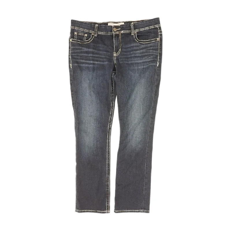 Blue Solid Jeans Casual Straight-Leg Jeans
