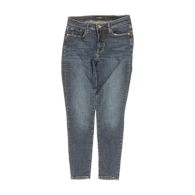 Blue Solid Mid Rise Skinny Leg Jeans Chic Faded Blue Jeans