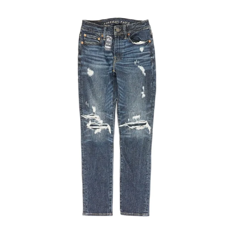 Blue Solid Slim Leg Jeans Fashionable Jeggings Style Jeans