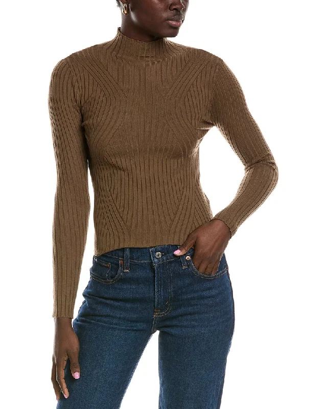 Brook + Lynn Turtleneck Sweater Print Jacquard Patchwork