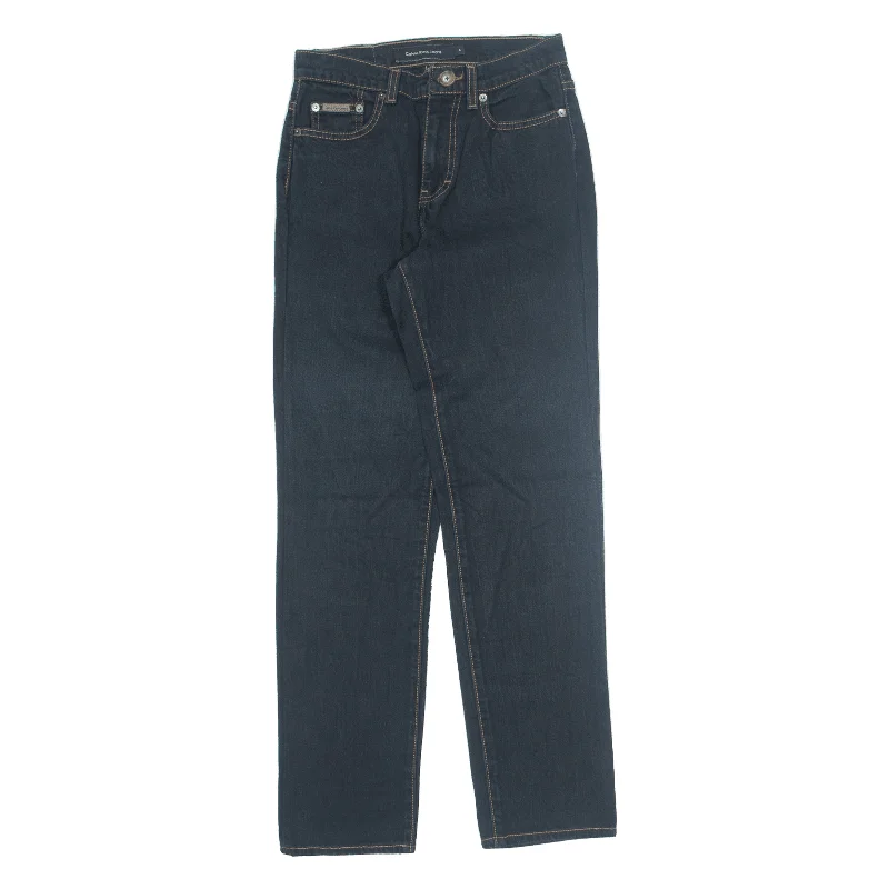 CALVIN KLEIN Jeans Black Denim Regular Straight Womens W26 L30 Stylish High-Waisted Denim